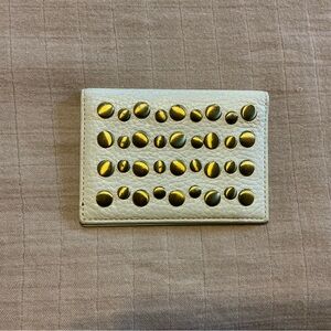 Rafe New York Gold Studded Cream Wallet, Card Holder